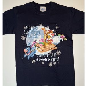 Vtg Disneyland Shirt Pooh, Tigger, Eeyore Happy Holidays to All.. NWT Size Small